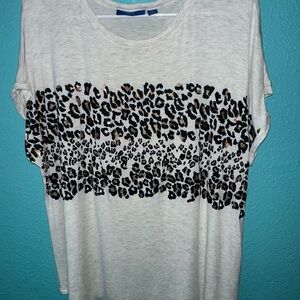 Apt. 9 Cream Leopard Print Short Sleeve Top